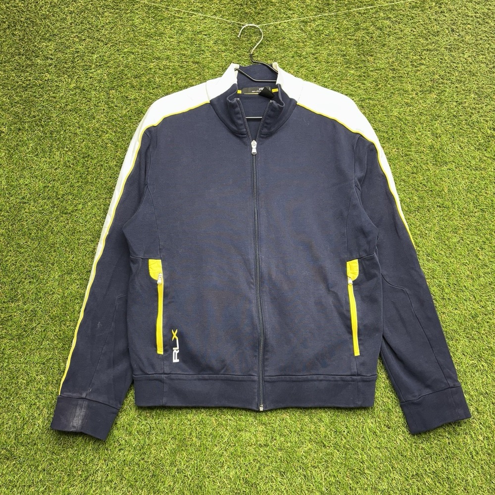 Polo Ralph Lauren RLX Track Jacket Mens Large Slim Fit Knit Cotton Sweatshirt